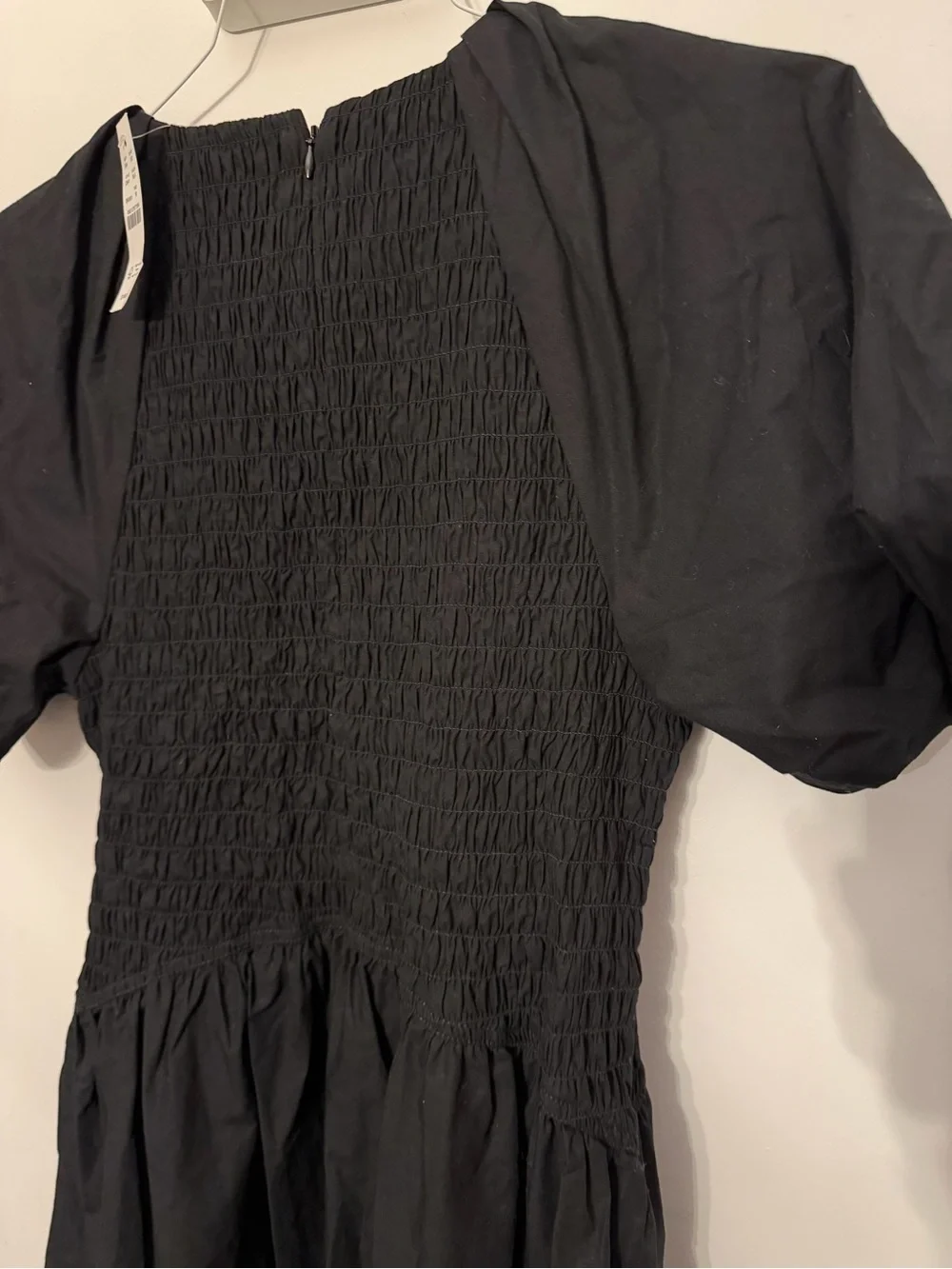 J. Crew Meadow Cotton Poplin Smocked Bodice Puff Sleeve Dress Black M $158 CI641 - Picture 6 of 8